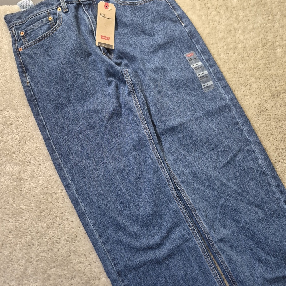 Levis 505 Jeans Mens 36/34 Classic Straight Blue USA Capsule Minimalist Casual - Picture 9 of 13